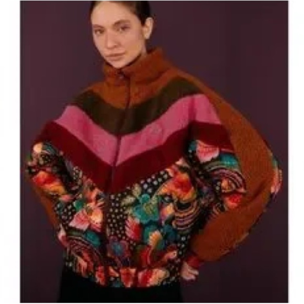 Farm Rio | Toucanfly Reversible Quilted Floral Bouclé Jacket | Sz XS - Picture 8 of 14